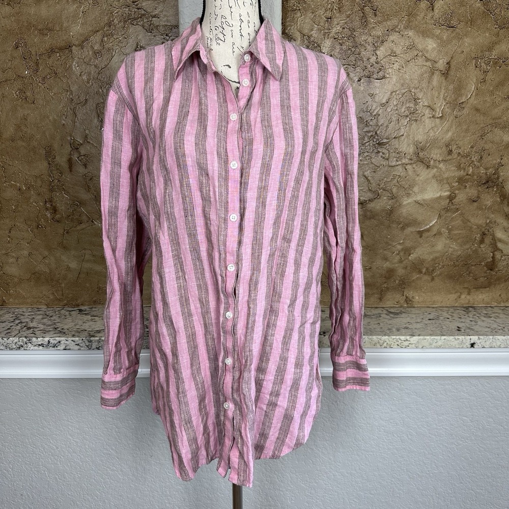 Boden Pink and Brown Striped Button-Down Shirt - sparkle!